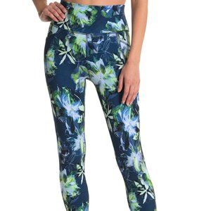 NWT X by Gortex Ankle Length Leggings Blue Floral Print Sz Small